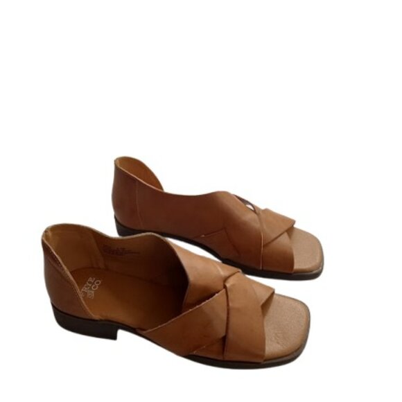 Frye And Co Womens Tulia CrissCross D'Orsay Sandals Tan Vegan Leather 6.5M - Picture 2 of 7